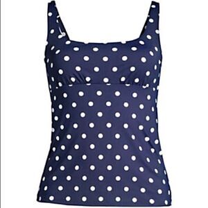 Land’s End square neck tankini top blue polkadot underwire Various